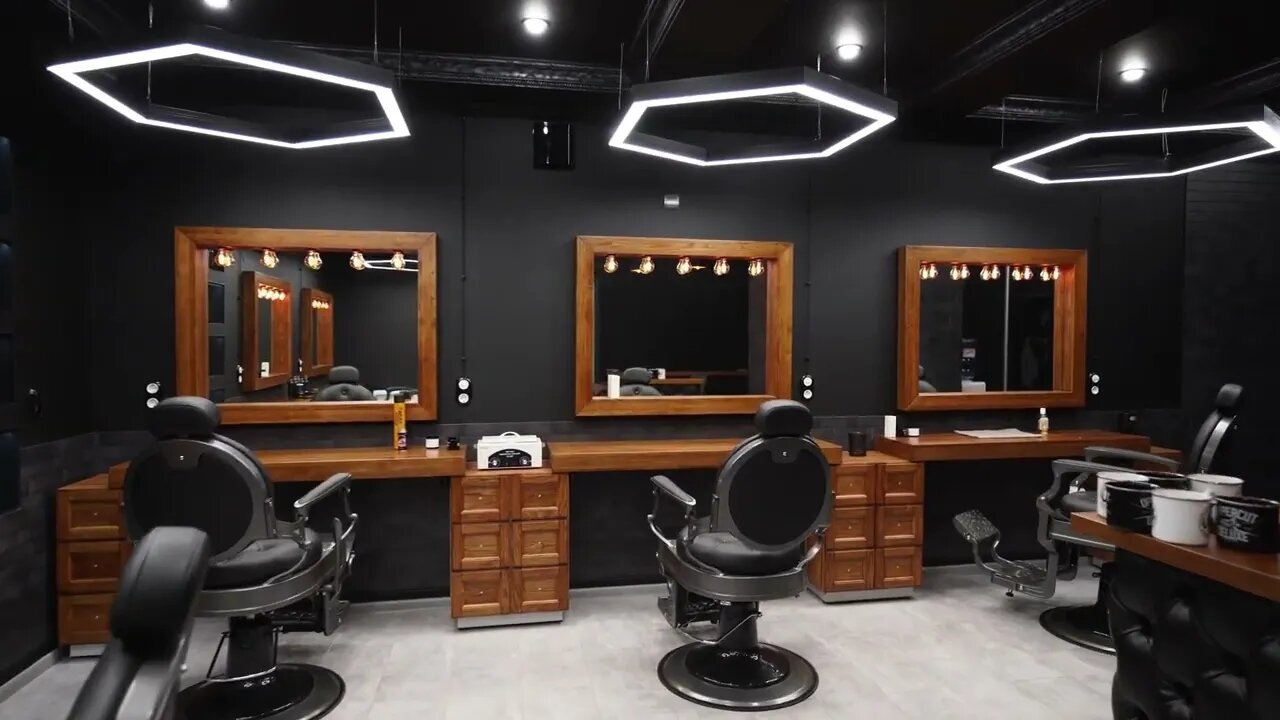 Vintage Barbershop Interior Movement Along The Chairs Wooden Tables And Mirrors Sty Sbv 338423778 Hd