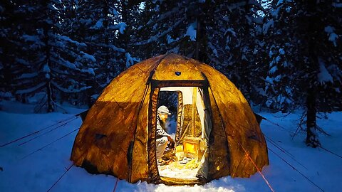Winter Camping In Russian Bear Hot Tent