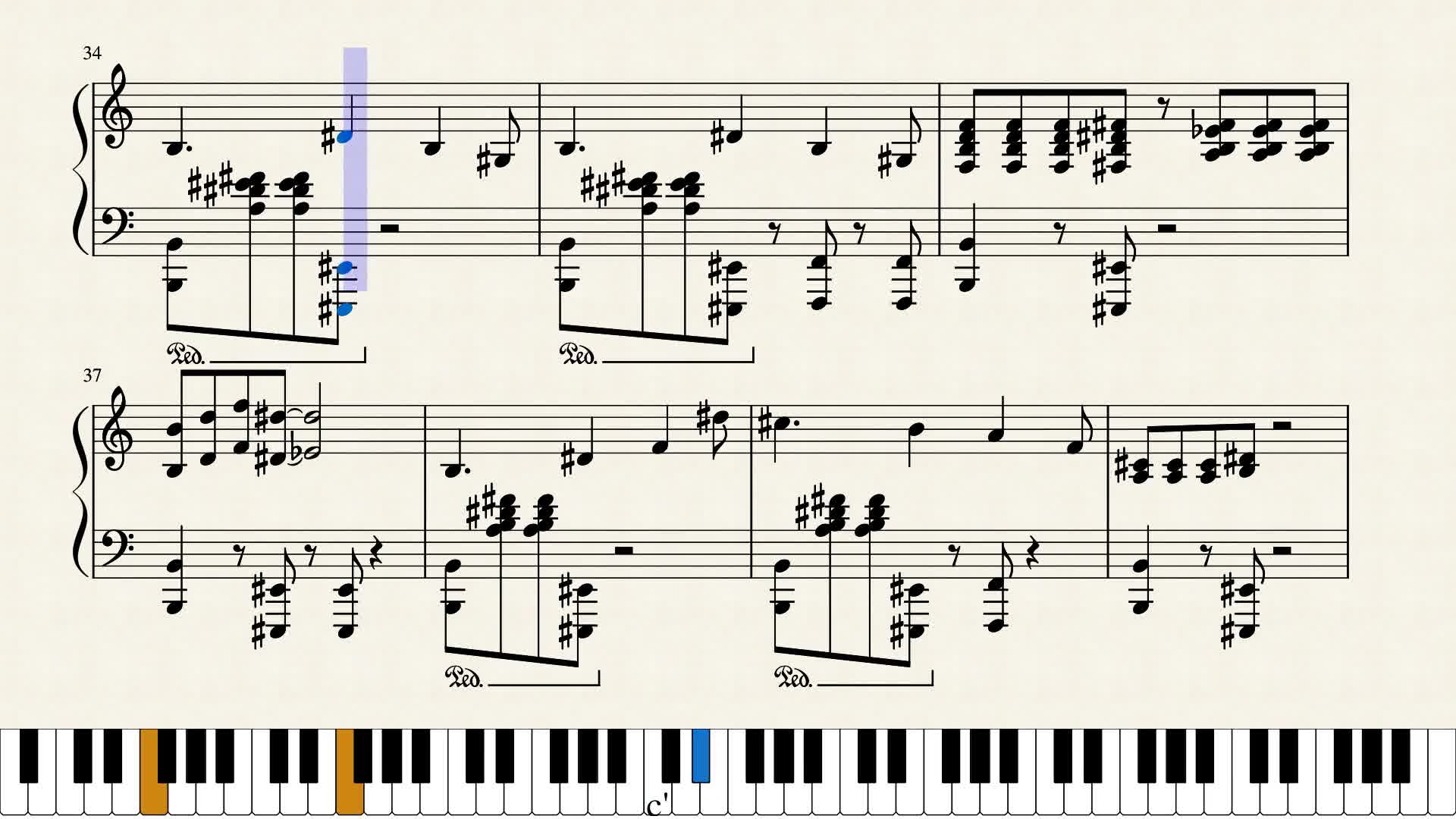 Pretending sheet music for piano solo (PDF-interactive)