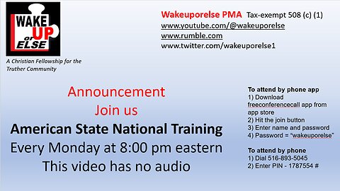 American State National Training Every Monday at 8:00pm Est