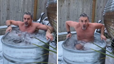 Man sits in freezing ice bath for two whole minutes
