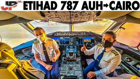 Etihad Boeing 787-9 Full Cockpit Flight Abu Dhabi to Cairo