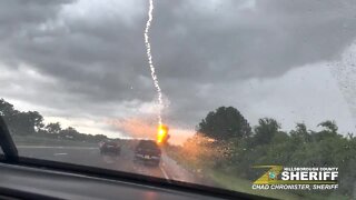 RAW: Lightning strikes HCSO deputy vehicle
