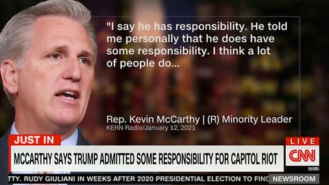 CNN Airs Audio Interview Of McCarthy Blaming Trump For Jan 6th; Also Said Trump Took Responsibility