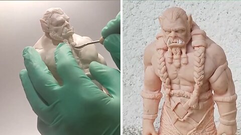 Skillful artist sculpts orc from 'World Of Warcraft' out of clay