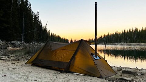 Hot Tent Camping On A Lake Shore