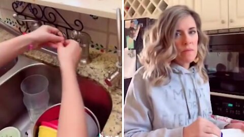 Kids pull off epic water faucet prank on their mom