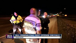 Bill to criminalize first time OWI offense dies