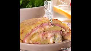 Potato Roll Stuffed with Ham and Cheese