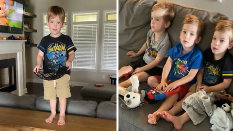 Mom shows how difficult cleaning is with naughty triplets