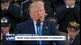 President Trump speaks about D-Day in France