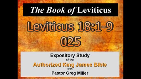 025 Leviticus 18:1-9 (Leviticus Studies)