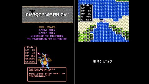 Nintendo Entertainment System (NES) :: Dragon Warrior 1 :: World Record(*) Walkthrough + Credits