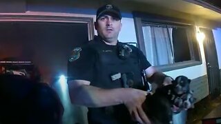 Police officers rescue litter of puppies from house fire