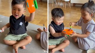 Sister Shares Her Last Strawberry With Baby Brother