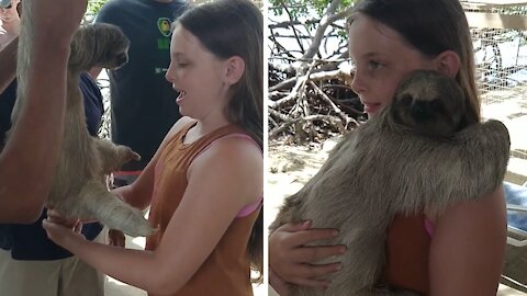 Girl finally gets to hug her all-time favorite animal