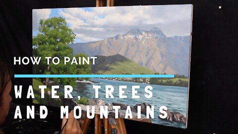 How to Paint WATER, TREES and MOUNTAINS