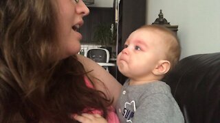 Cute Baby Gets Emotional When Mom Sings Opera!