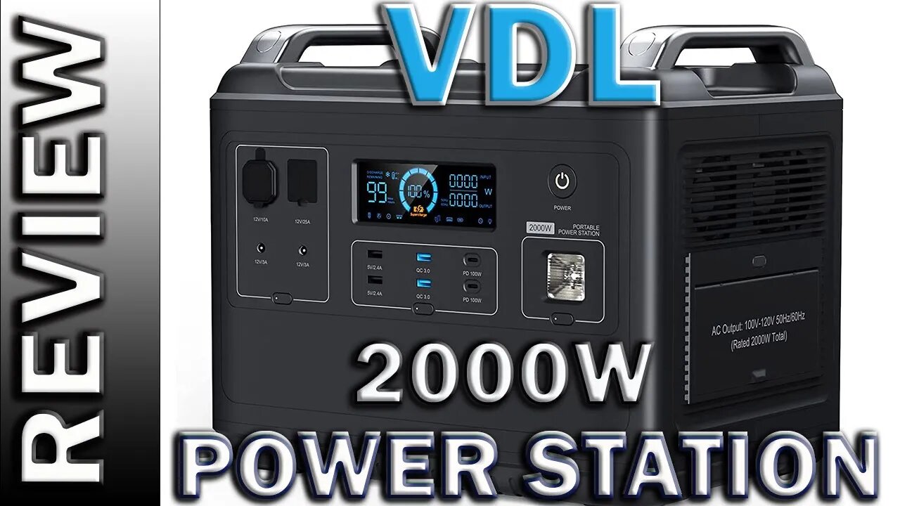 VDL Portable Power Station 2000W LiFePO4 Battery Fully Charged In 2 Hours  1997Wh Solar Generator