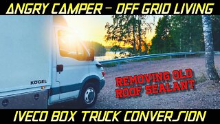 Removing old roof sealants - IVECO DAILY BOX VAN CONVERSION