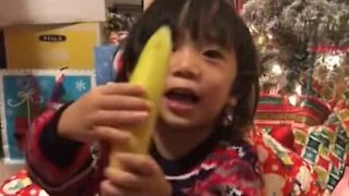 Little boy goes bananas after receiving Christmas gift!