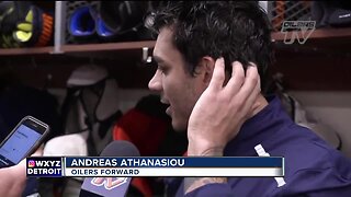 Andreas Athanasiou switched his number: Oilers mascot had No. 72