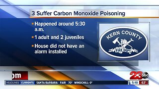 3 suffered from carbon monoxide poisoning