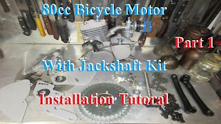 80cc 2 Stroke Bicycle Motor With a Jackshaft Kit Part 1 Installation Tutorial Part 1
