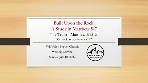 Sunday, July 10, 2022 Worship Service