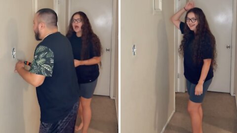 Husband pulls electric shock prank on unsuspecting wife
