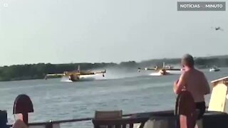 Avião cisterna se choca contra barcos no Rio Ródano em França