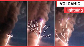 Video shows super rare volcanic lightning caused by the eruption of volcano