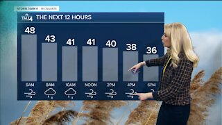 Rain showers turn to snow as cold fronts moves in Sunday