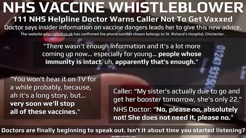 NHS Doctor Tells Caller that Soon All Vaccines Will to Be Stopped & Warns Not To Get Jabbed 17.01.22