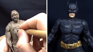 Talented artists sculpts Bane and Batman from clay