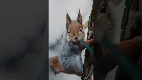 Oiling Out This Oil Painting Of A Squirrel