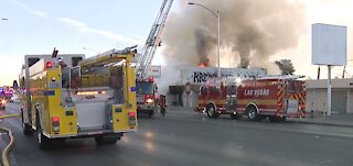 LV fire crews battle vacant building fire on Paradise Road