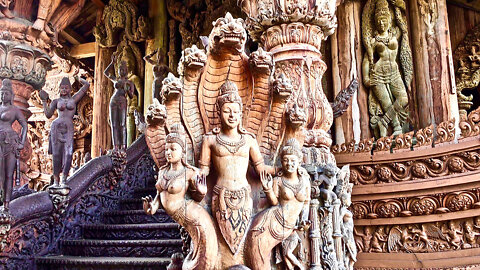 Amazing Temple ~ "Sanctuary of Truth" Temple ~ Pattaya Thailand 4K