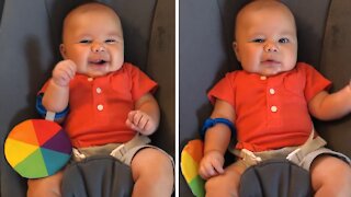 Mom calms crying toddler with her amazing singing