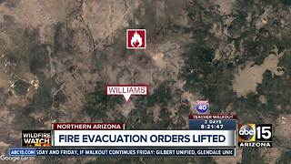 Evacuations lifted from wildfire near Williams