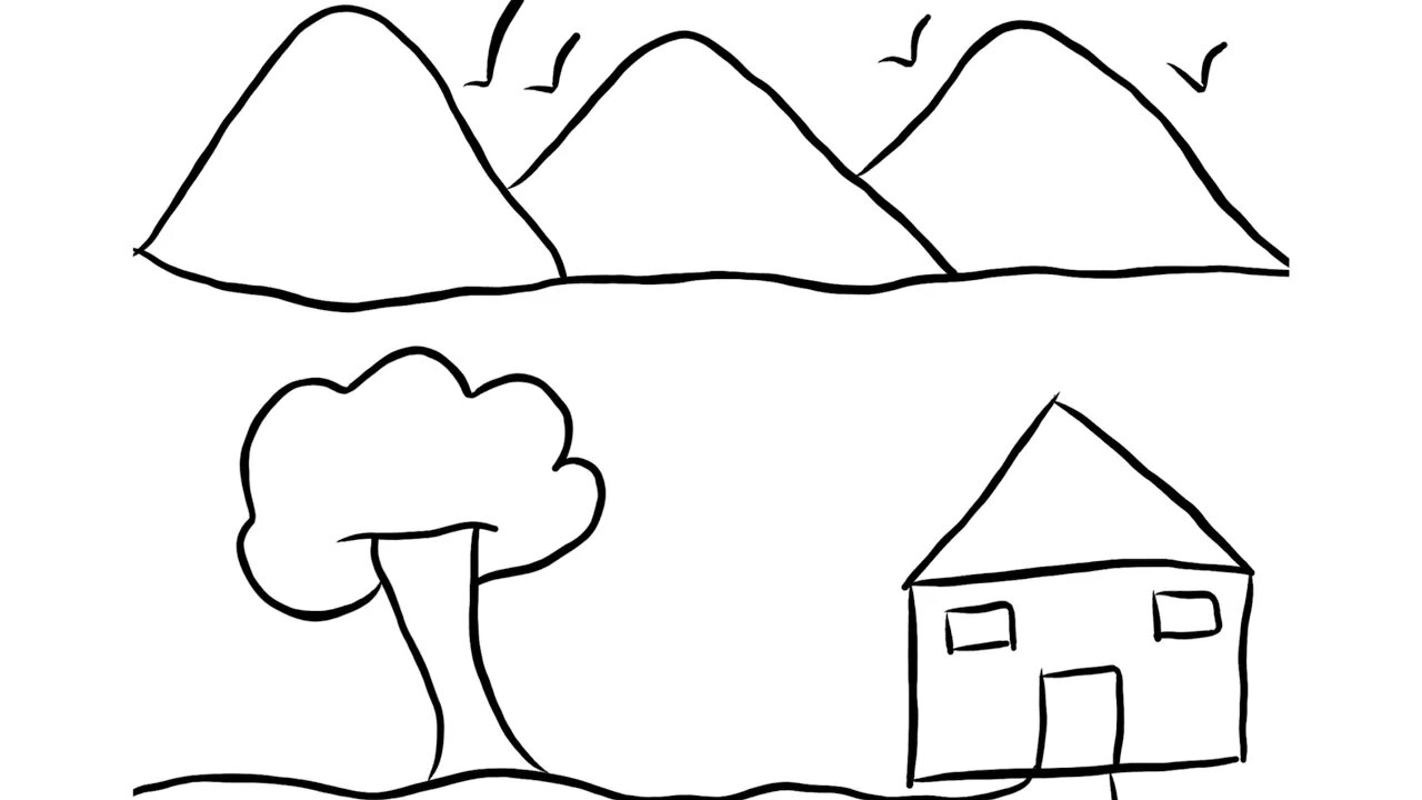 Vector Landscape Sketch Drawing Village House Stock Vector (Royalty Free)  444729520 | Shutterstock