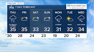 Thursday stays cloudy with flurries and drizzle