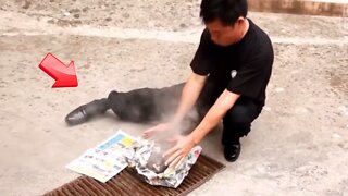 Man ignites in 15 seconds without using any tools to start a fire