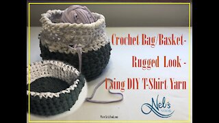 Crochet Rugged Basket Bag from DIY T Shirt Yarn
