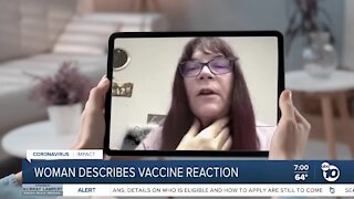 Woman describes allergic reaction to COVID-19 vaccine