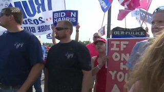 Supporters, protestors meet Biden at Manitowoc foundry