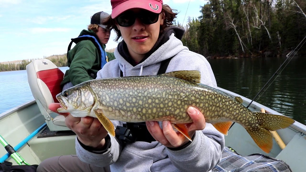 SHALLOW WATER Brook Trout and Lake Trout FISHING (RARE CATCH)