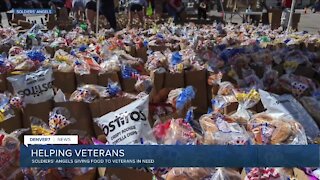 Soldiers' Angels giving food to needy veterans today