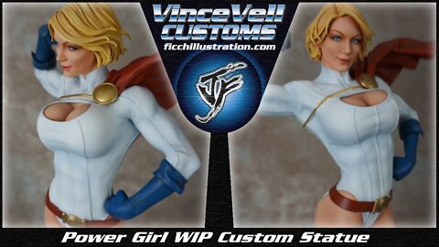 Power Girl WIP Sideshow Custom Statue Redoing the Chest & Repaint