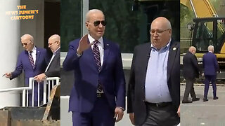 Biden's handler: "Yes, sir, down the ramp... your mark is gonna be the blue one to the left. You got a blue mark." Biden: "I'll stay in my blue mark."